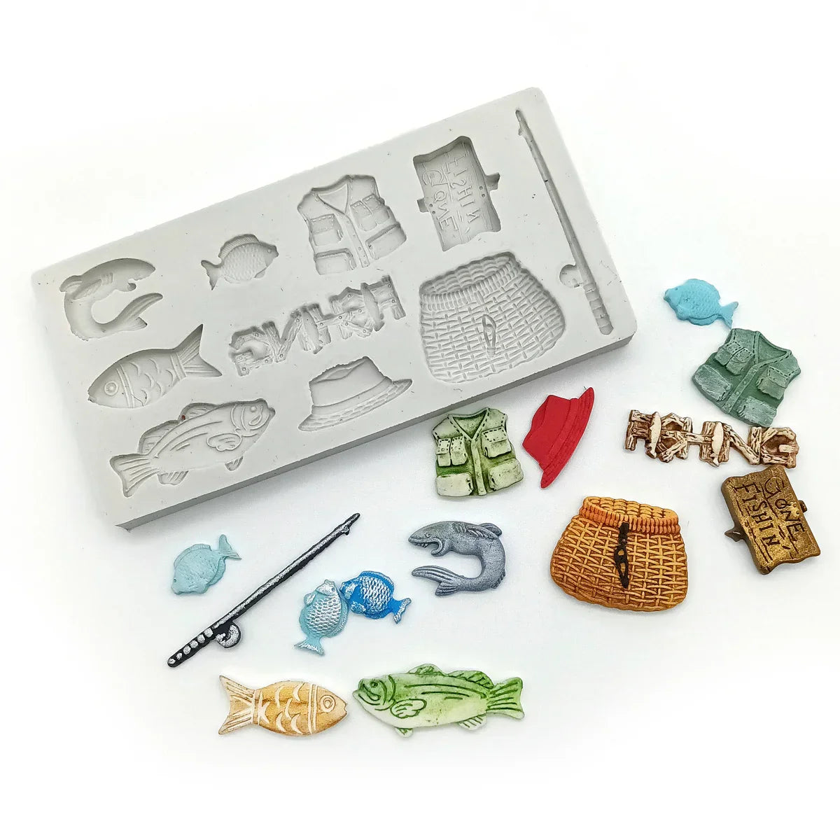 Miniature Gone Fishing Silicone Mould-2