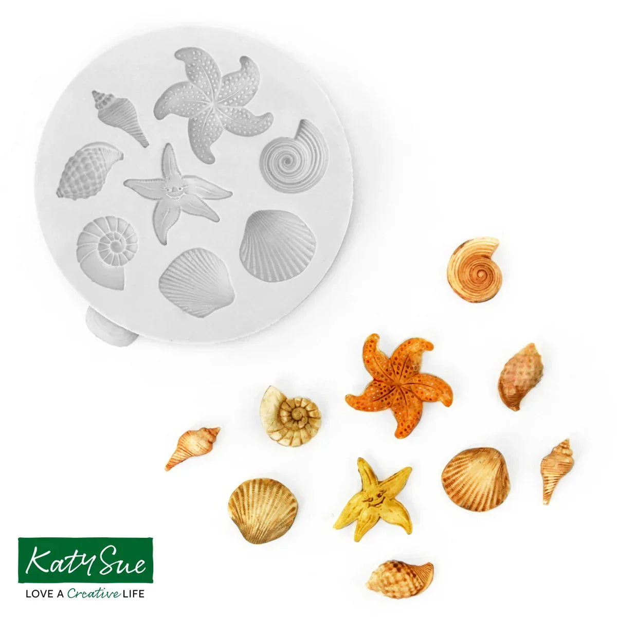 Molde de silicona de caracolas y estrellas de mar en miniatura-3