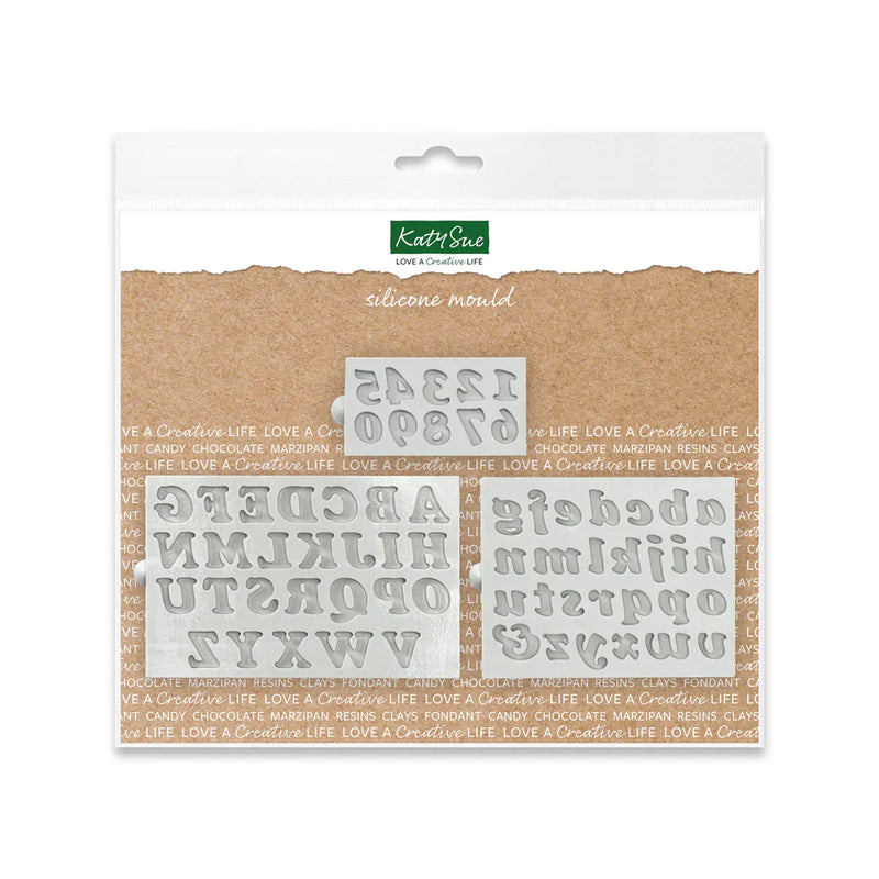 Juego de 3 moldes de silicona con alfabeto y números en cursiva básica-1