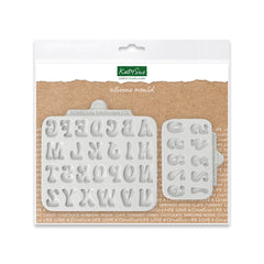 Juego de 2 moldes de silicona con números y letras de fuente divertida-1