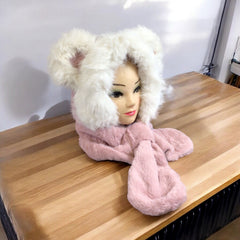 Soft Plush Hat w/ scarf (Panda)-7