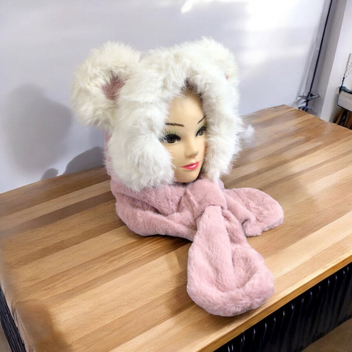 Soft Plush Hat w/ scarf (Panda)-7