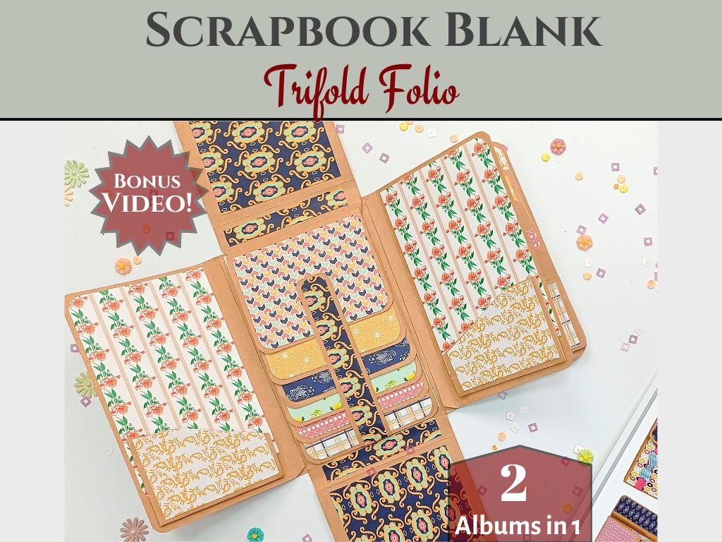CrafTreat Scrapbook Blanks - TriFold Folio Wallet - Black & Kraft Color-1