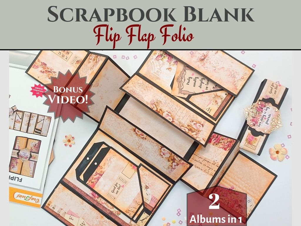 CrafTreat Scrapbook Blanks - FlipFlap Gatefold - Black & Kraft Color-1