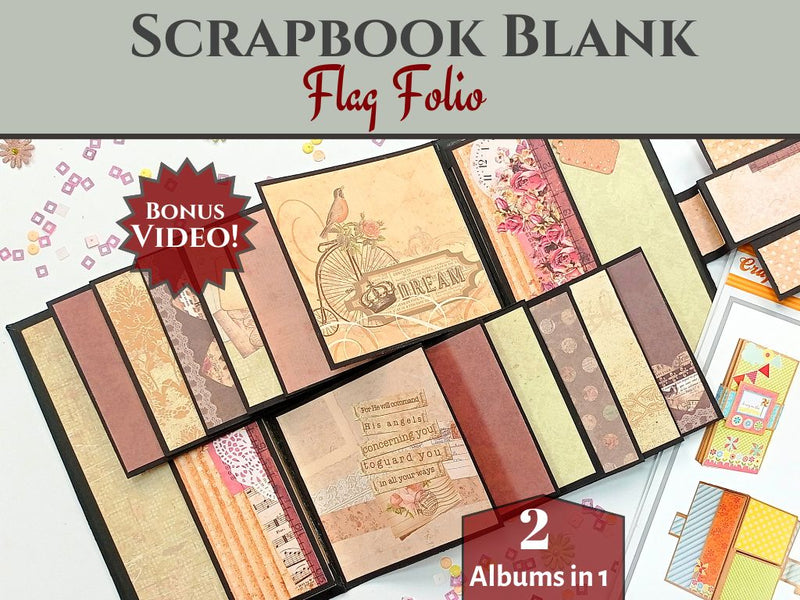 CrafTreat Scrapbook Blanks - Flag Folio - Black & Kraft Color-1
