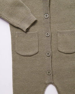 Chunky Long Sleeve Ribbed Jumpsuit | Olive | 7AM-8