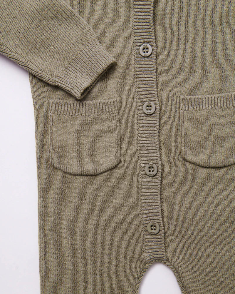 Chunky Long Sleeve Ribbed Jumpsuit | Olive | 7AM-8