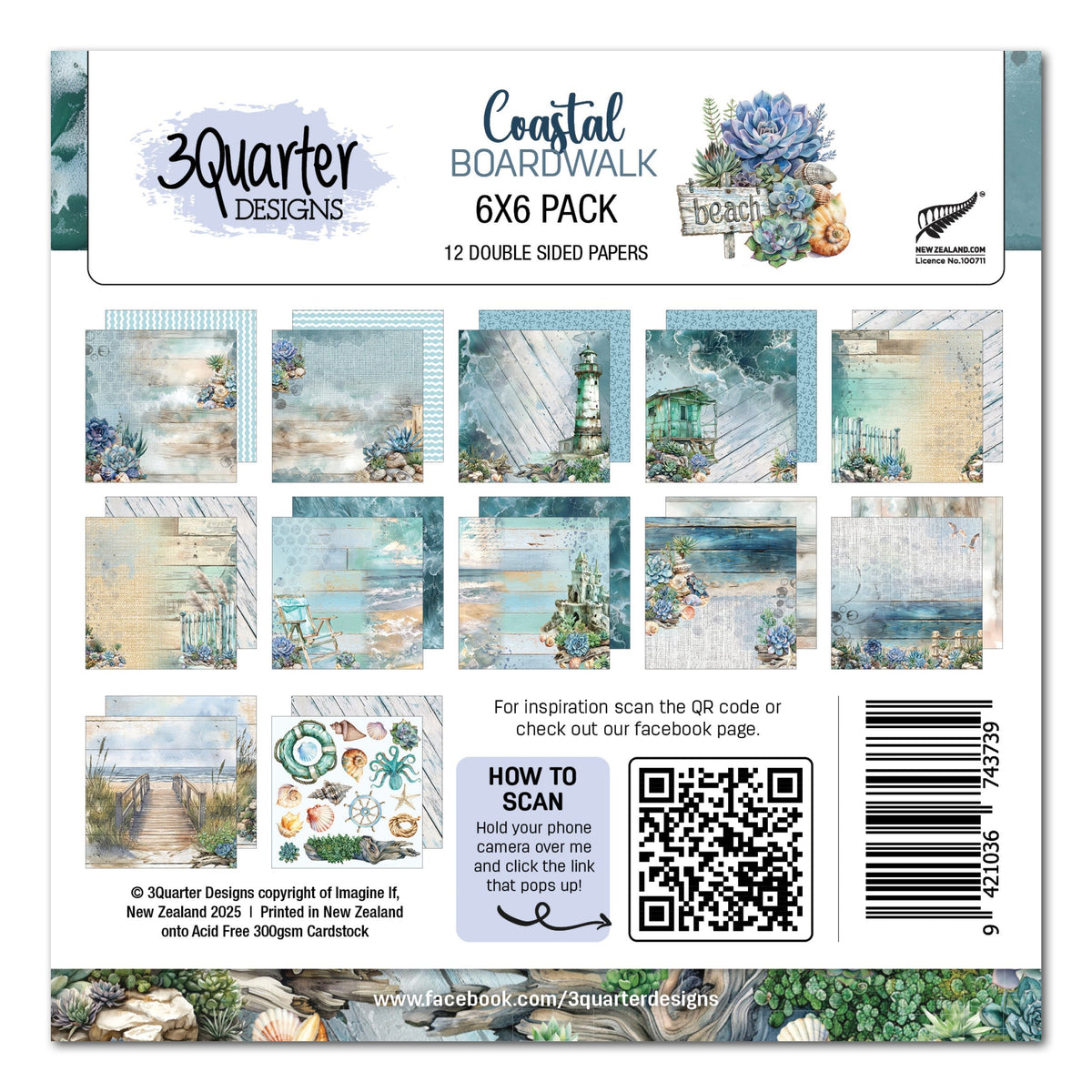 3Quarter Designs Coastal Boardwalk 6x6 Paper Pack-1