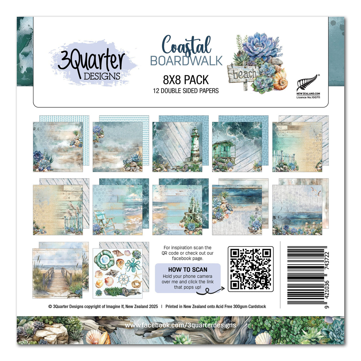 3Quarter Designs Coastal Boardwalk 8x8 Paper Pack-1