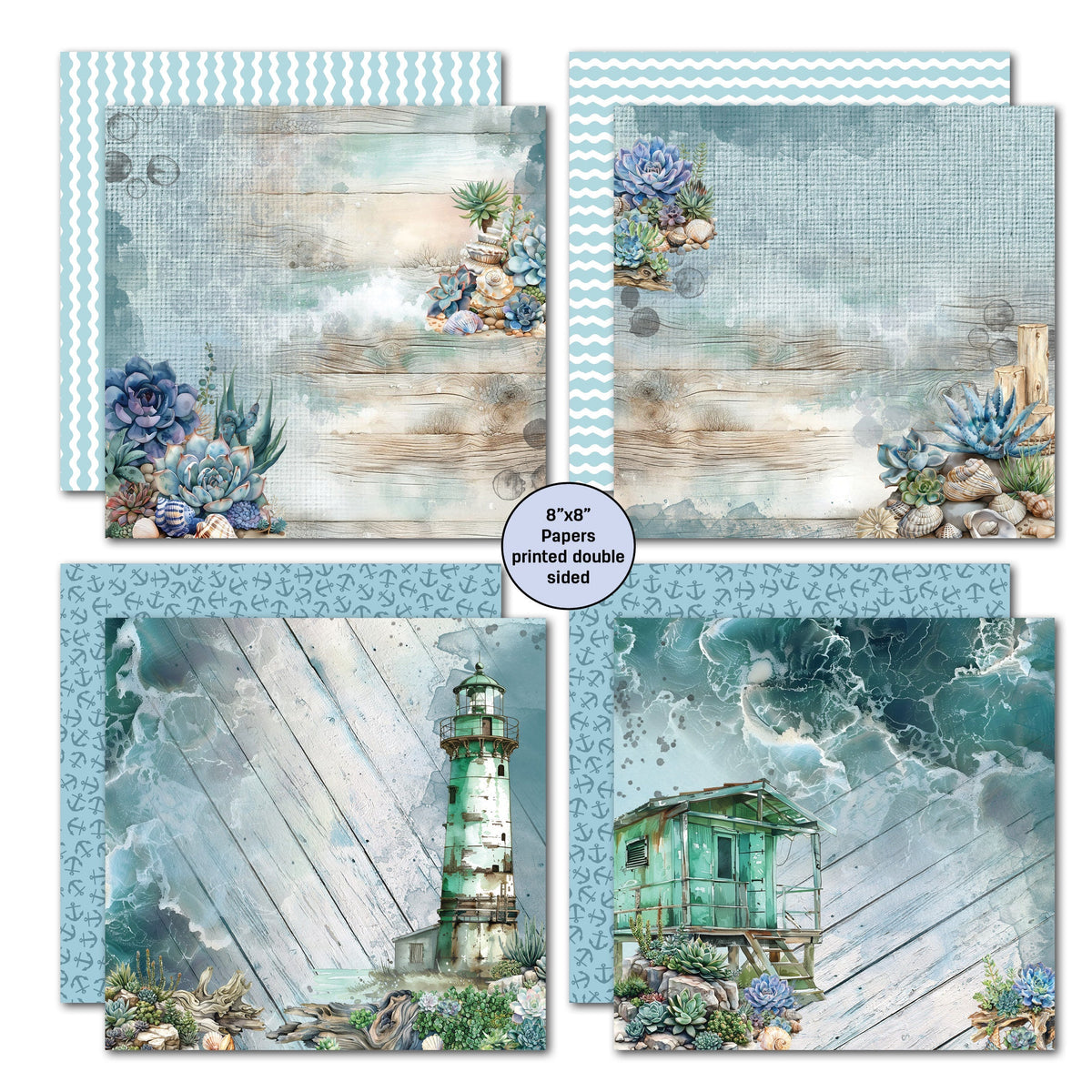 3Quarter Designs Coastal Boardwalk 8x8 Paper Pack-2