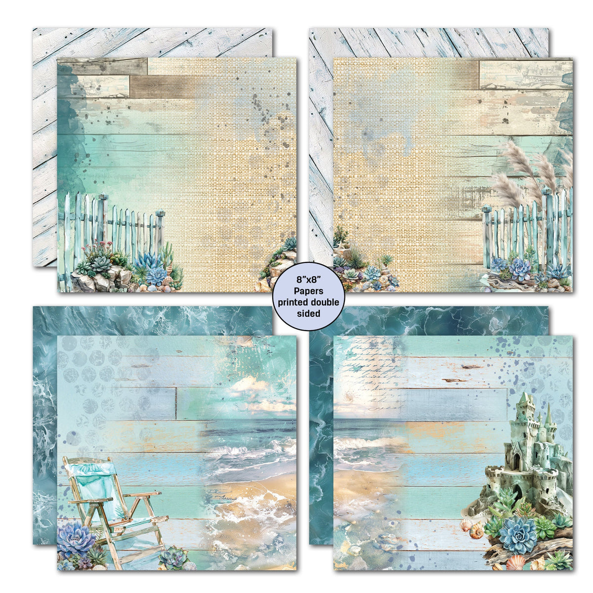 3Quarter Designs Coastal Boardwalk 8x8 Paper Pack-3
