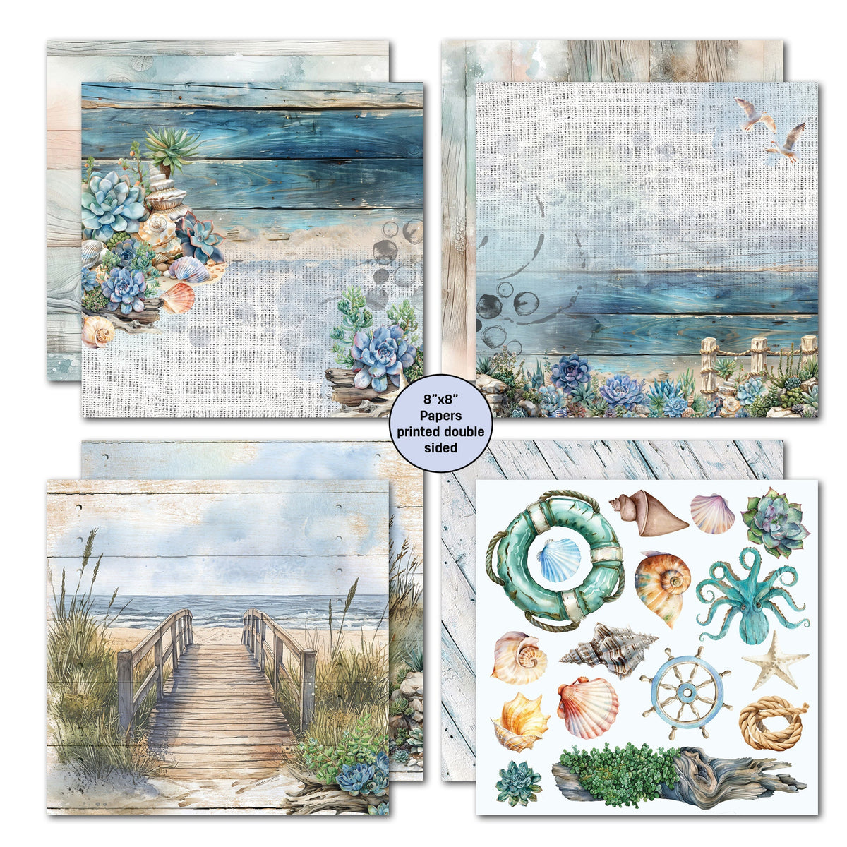 3Quarter Designs Coastal Boardwalk 8x8 Paper Pack-4