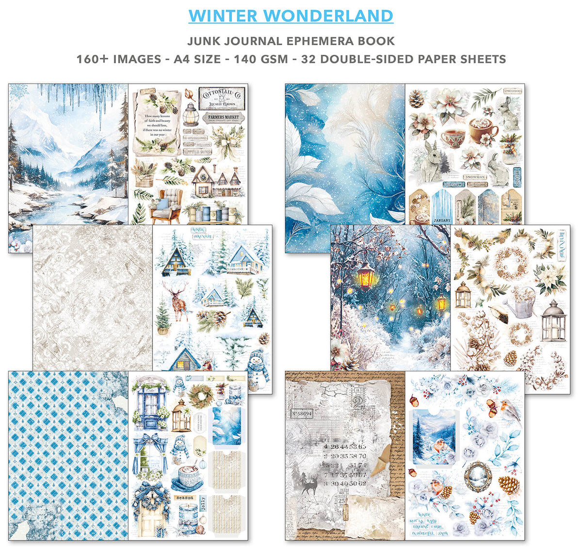 Winter Wonderland Junk Journal & Ephemera Book A4 32/Pkg-2