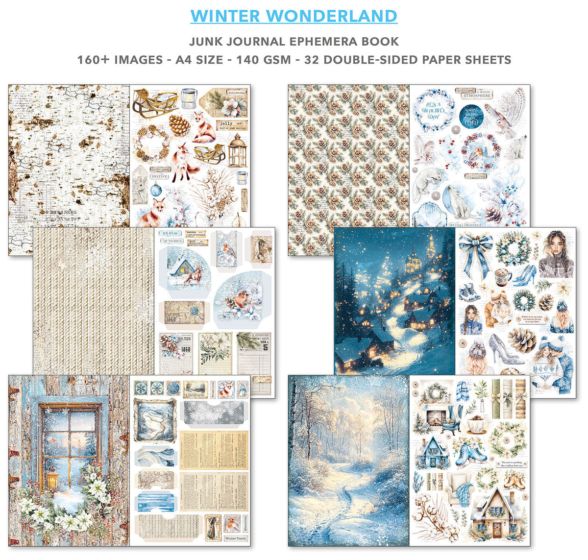 Winter Wonderland Junk Journal & Ephemera Book A4 32/Pkg-3