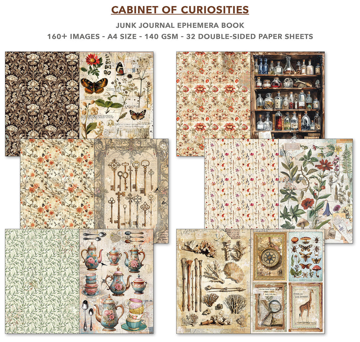Cabinet Of Curiosities Junk Journal & Ephemera Book A4 32/Pkg-2