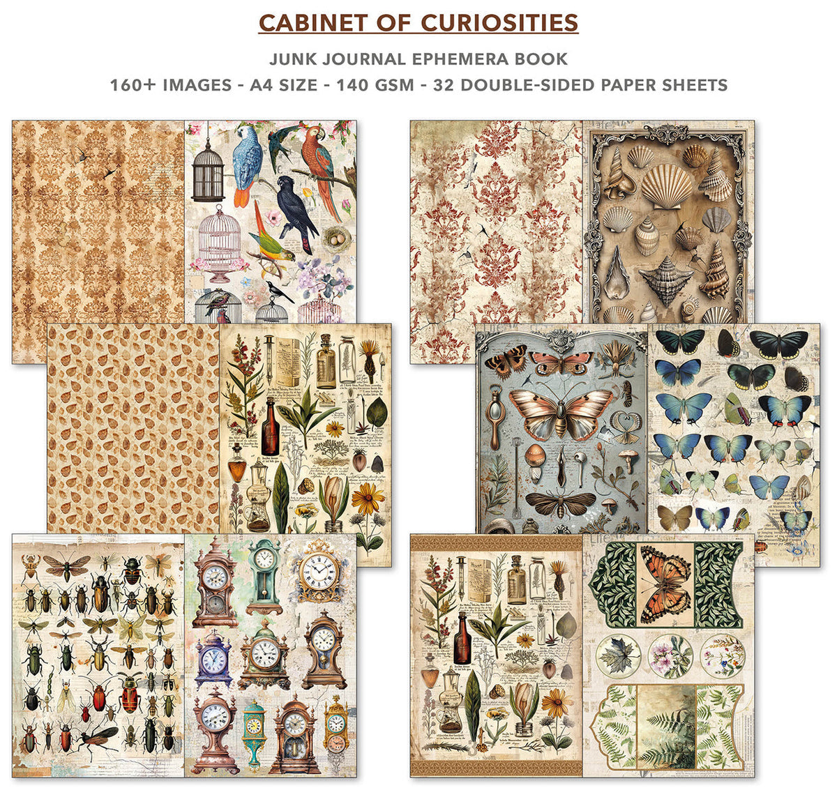 Cabinet Of Curiosities Junk Journal & Ephemera Book A4 32/Pkg-3