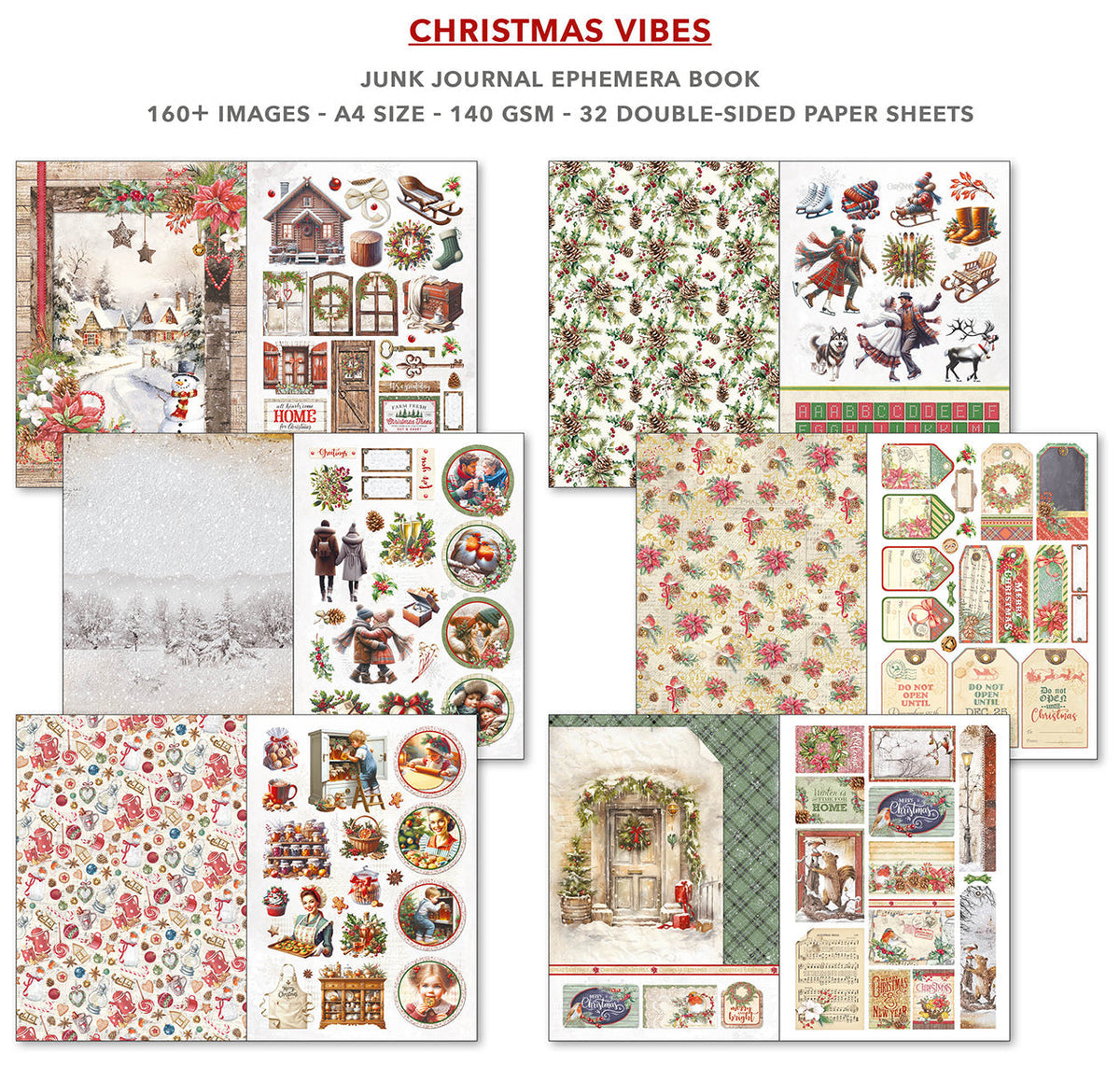 Christmas Vibes Junk Journal & Ephemera Book A4 32/pkg-3