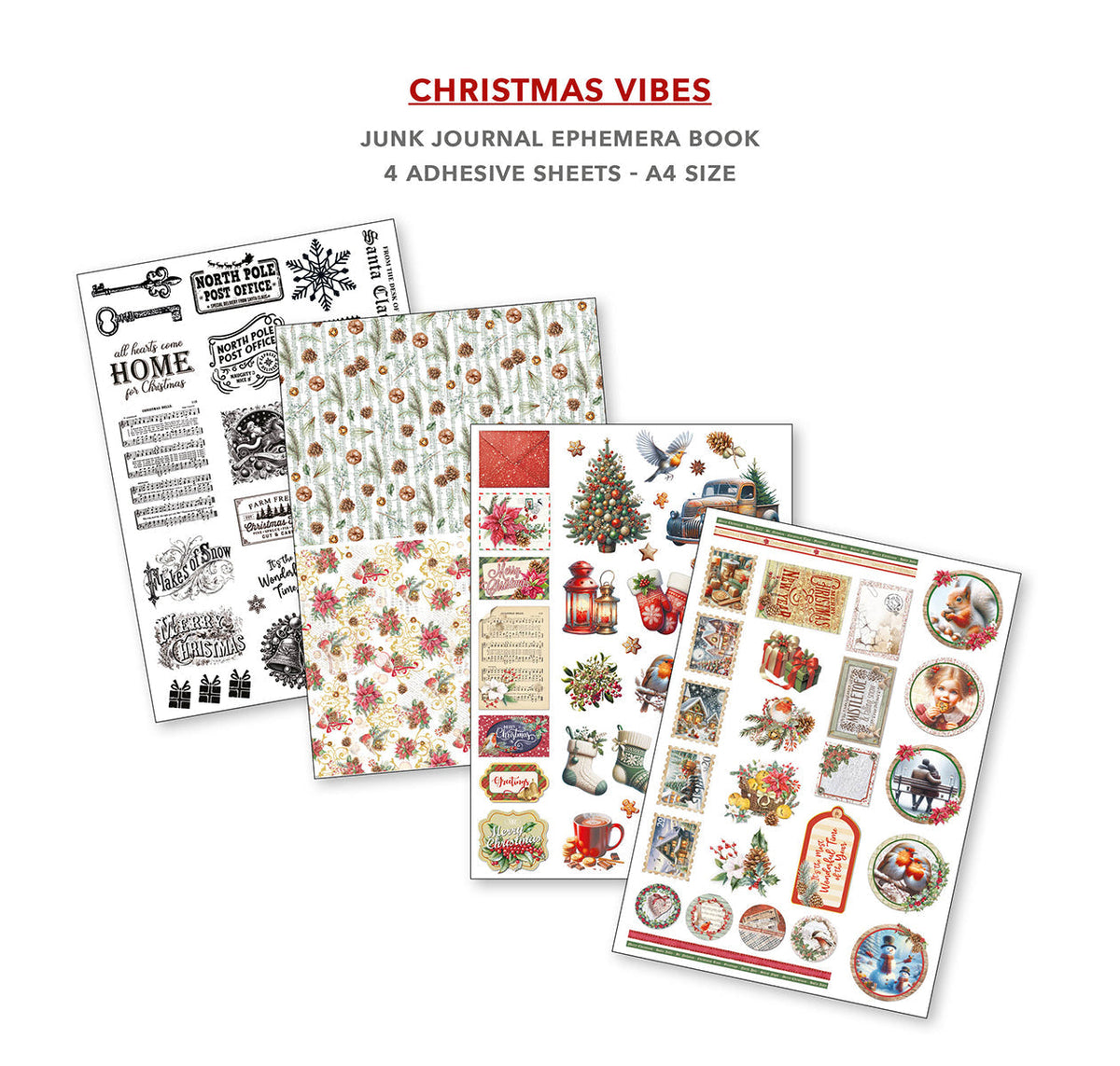 Christmas Vibes Junk Journal & Ephemera Book A4 32/pkg-5