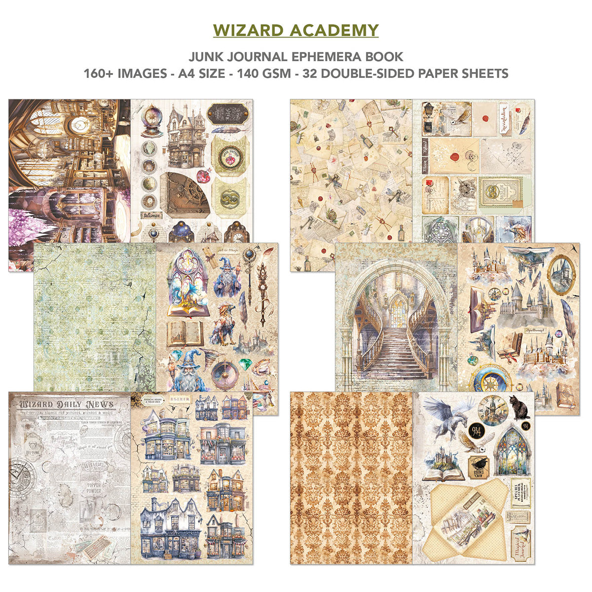 Wizard Academy Junk Journal & Ephemera Book A4 32/Pkg-3