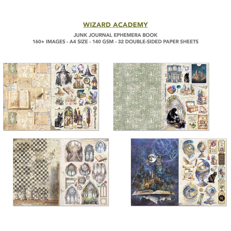 Wizard Academy Junk Journal & Ephemera Book A4 32/Pkg-4