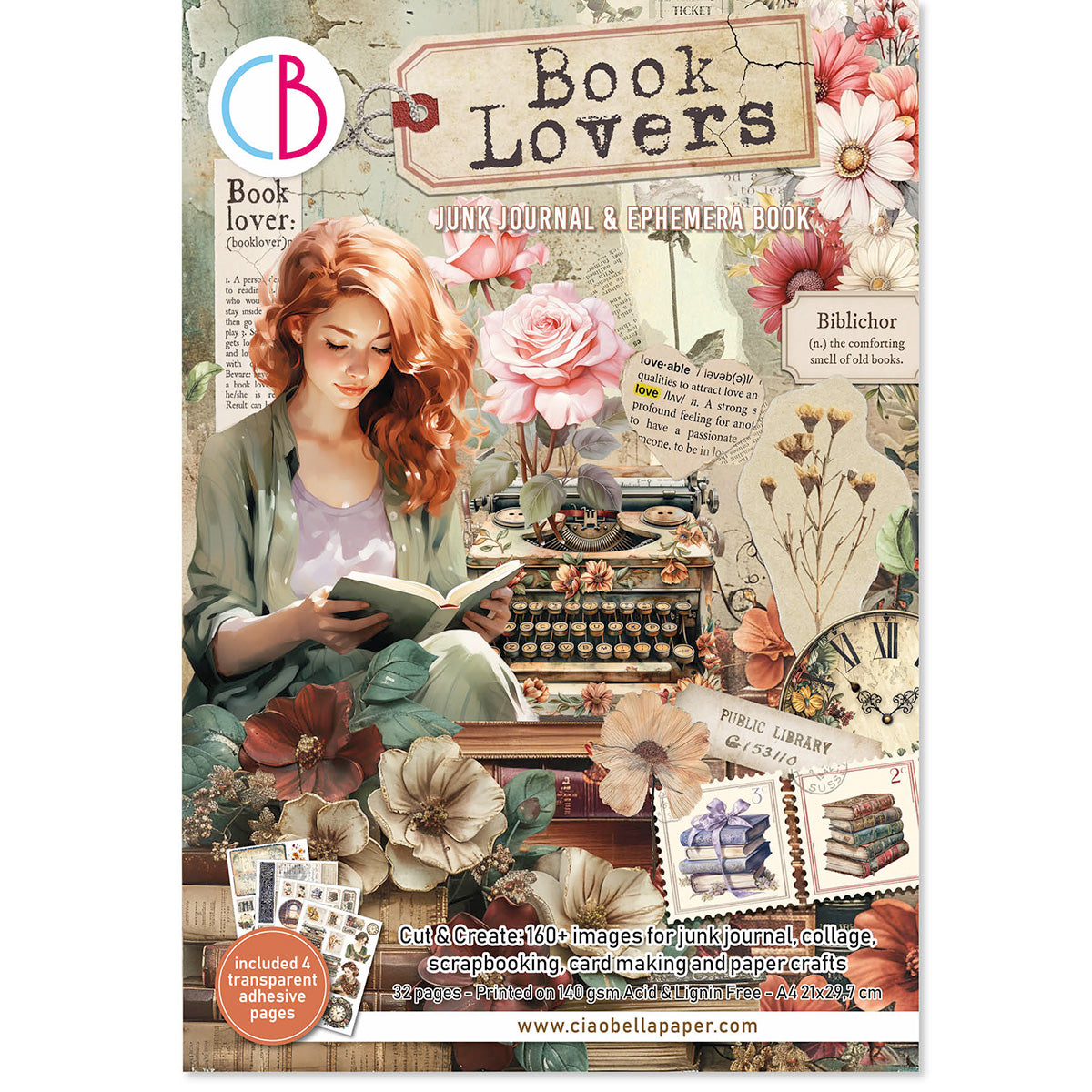 Book Lovers Junk Journal & Ephemera Book  A4 32/Pkg-1