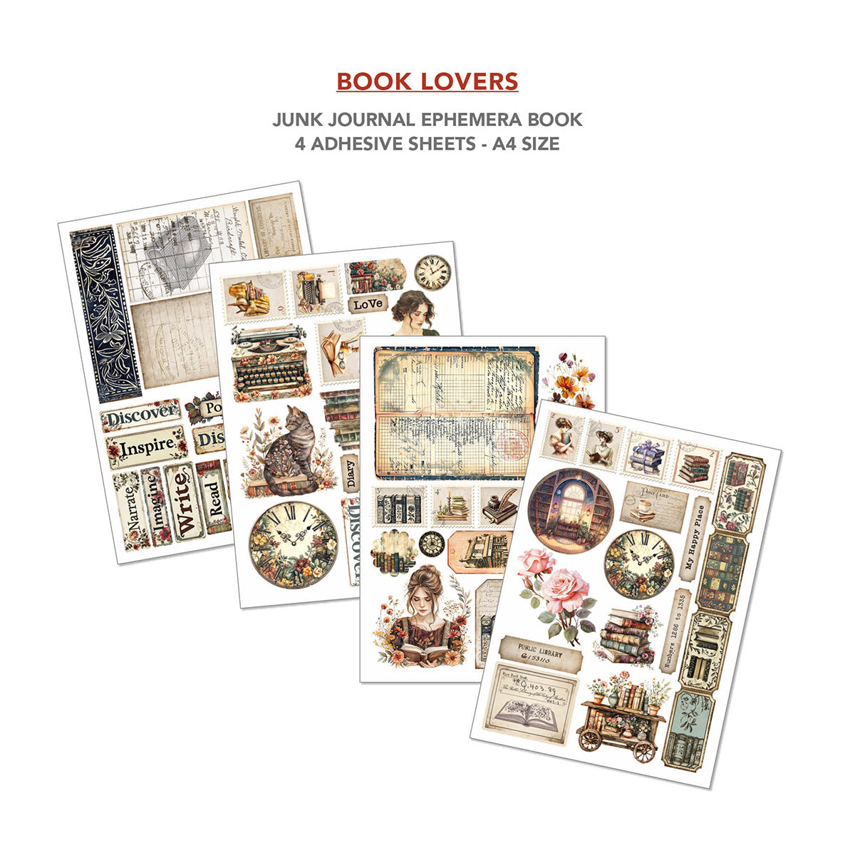 Book Lovers Junk Journal & Ephemera Book  A4 32/Pkg-5