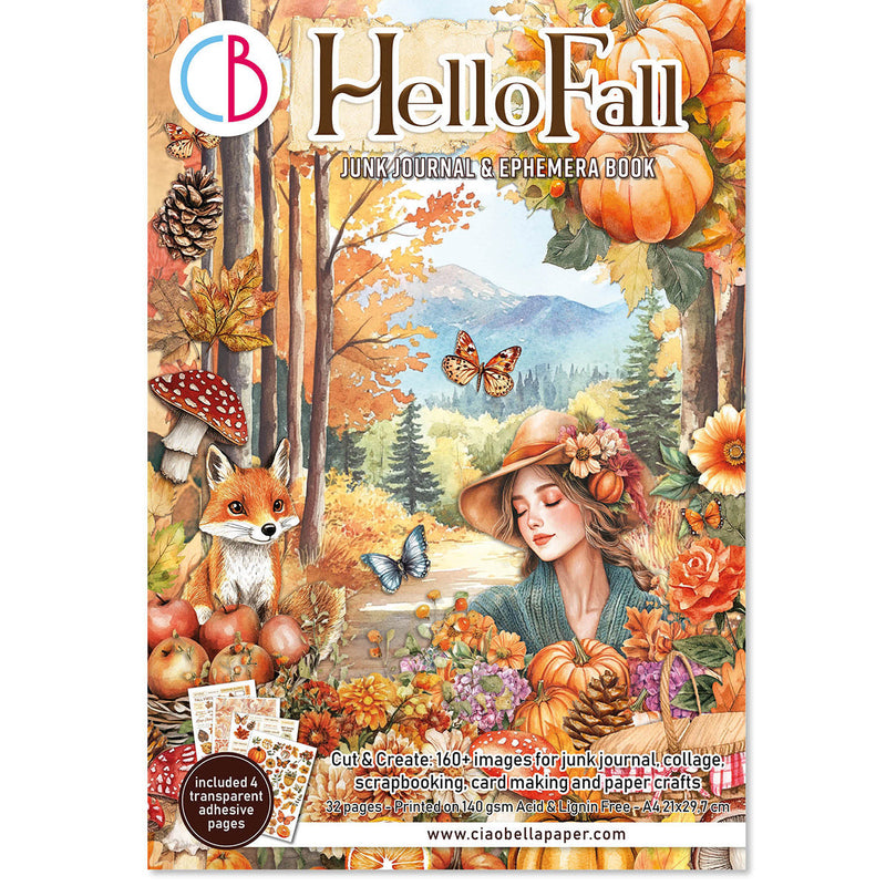 Hello Fall Junk Journal Ephemera Book A4 32/Pkg-1