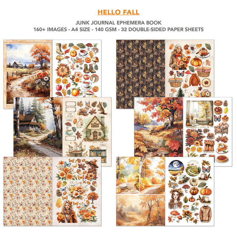 Hello Fall Junk Journal Ephemera Book A4 32/Pkg-2