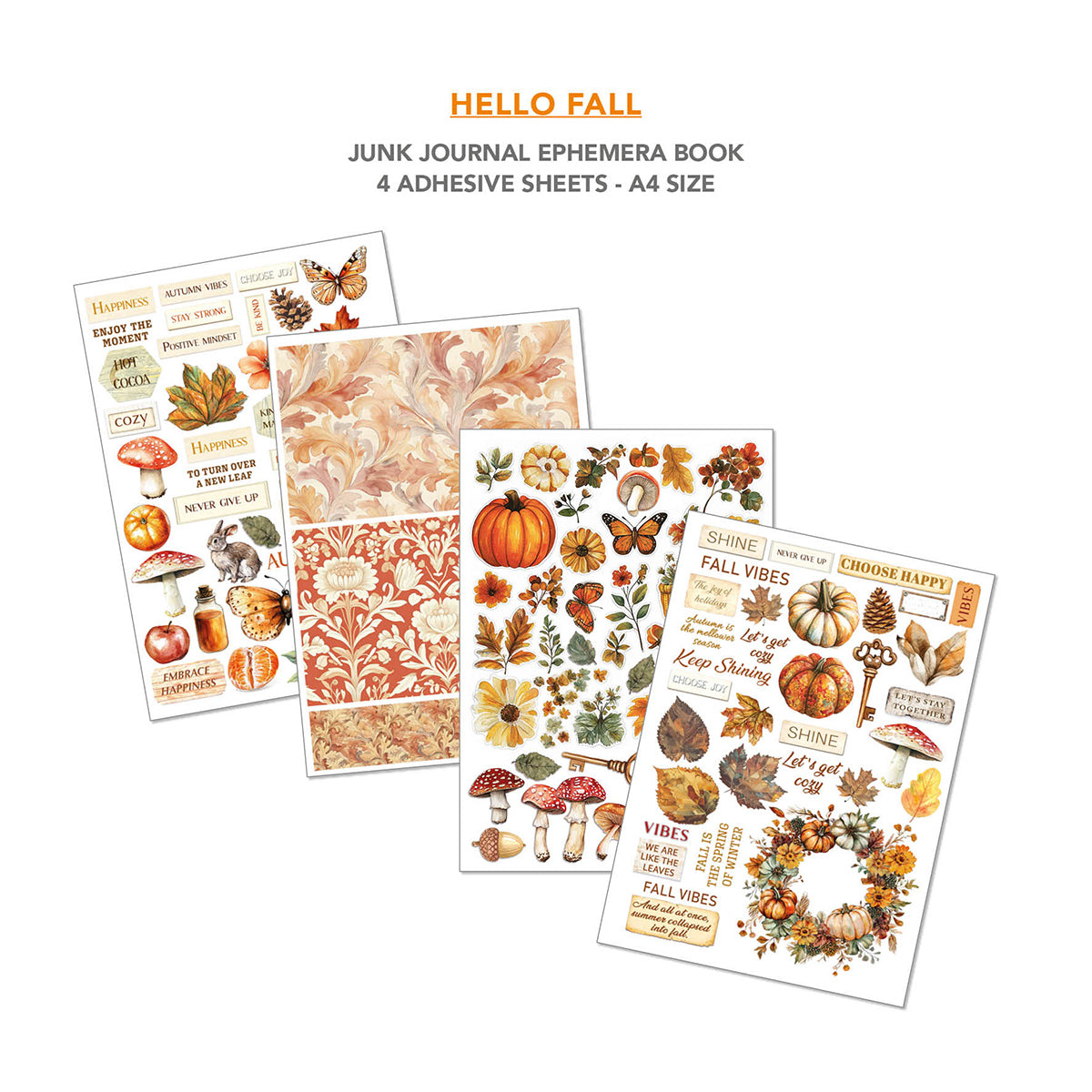 Hello Fall Junk Journal Ephemera Book A4 32/Pkg-5