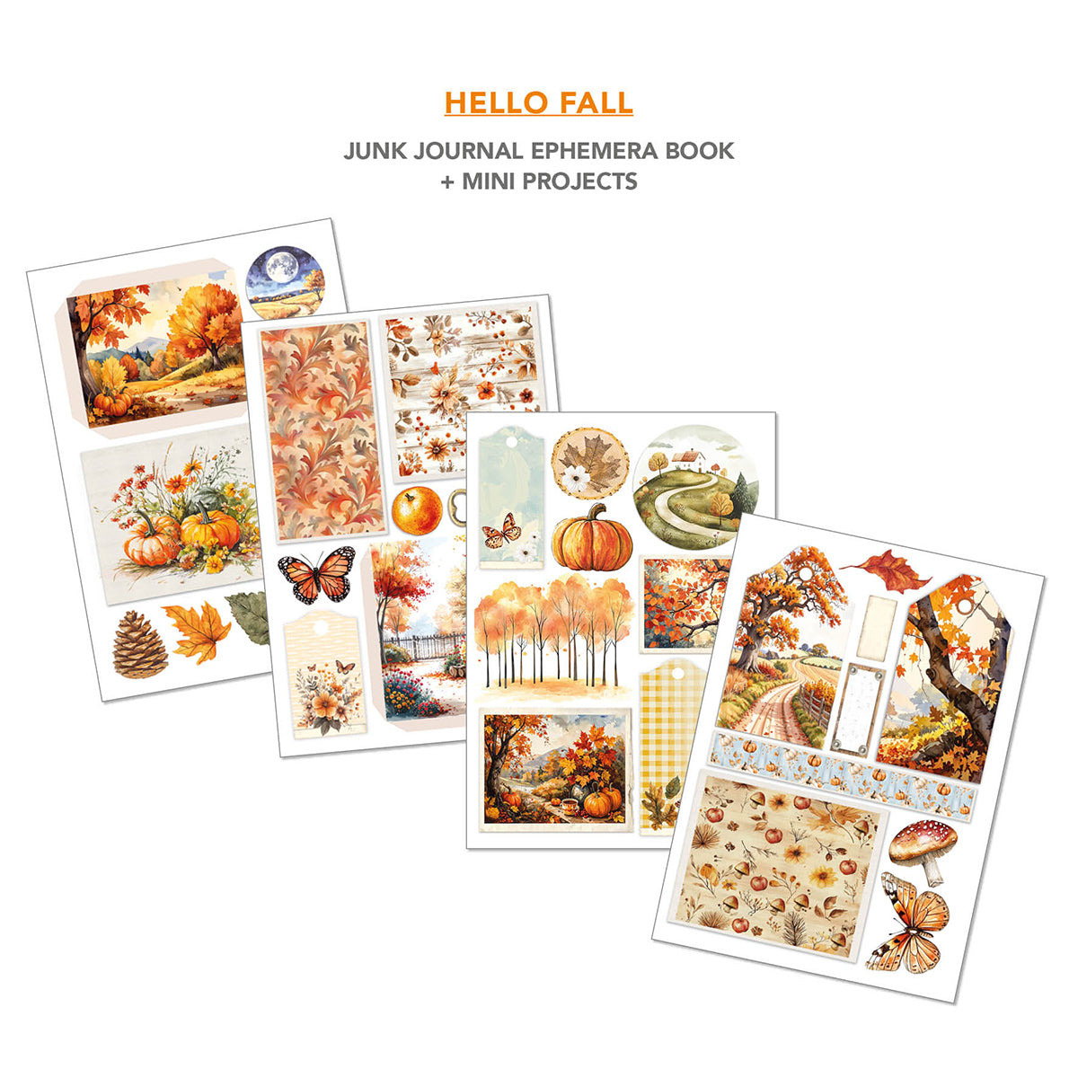 Hello Fall Junk Journal Ephemera Book A4 32/Pkg-6