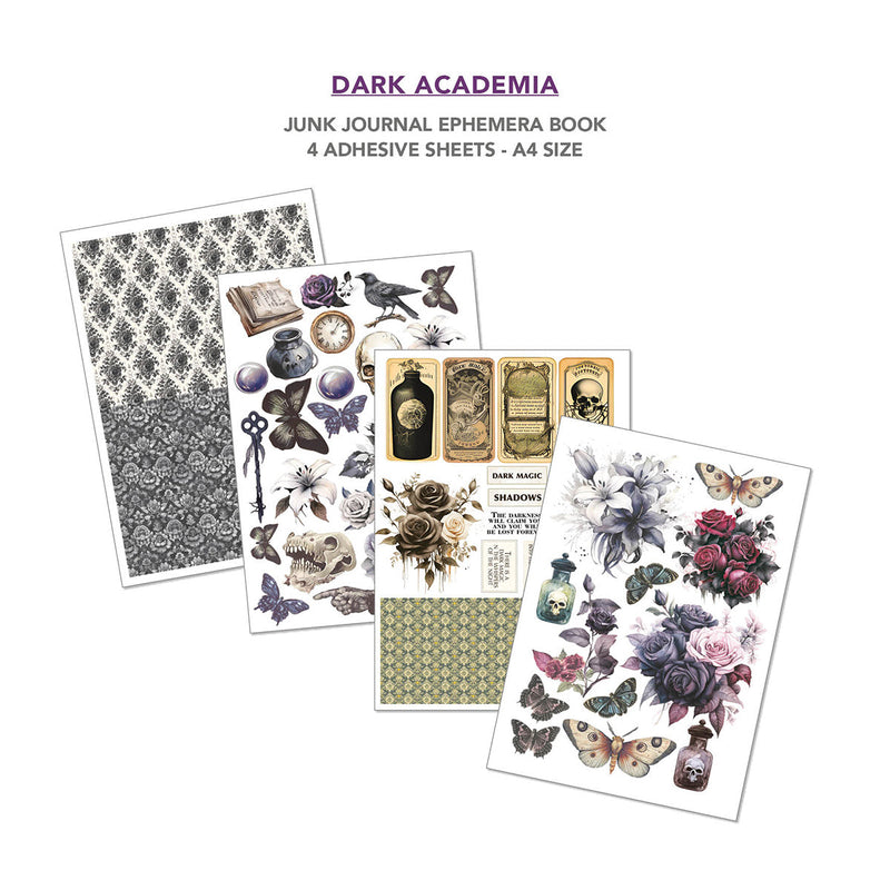 Dark Academia Junk Journal Ephemera Book A4 32/Pkg-5