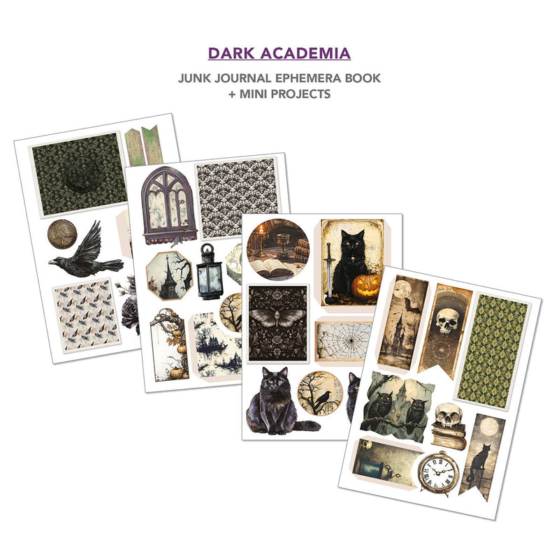 Dark Academia Junk Journal Ephemera Book A4 32/Pkg-6