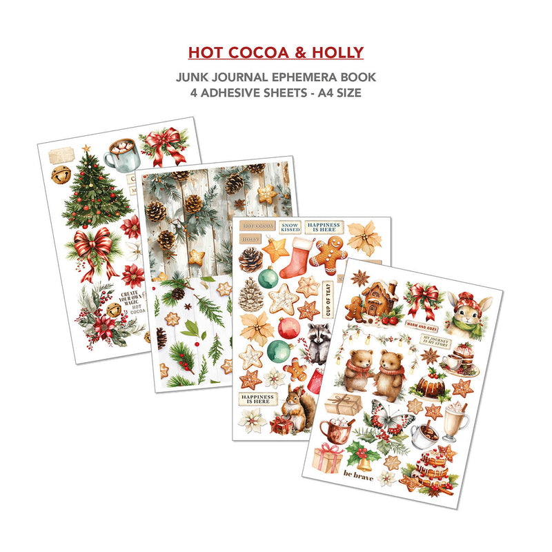 Hot Cocoa & Holly Junk Journal Ephemera Book A4 32/Pkg-5