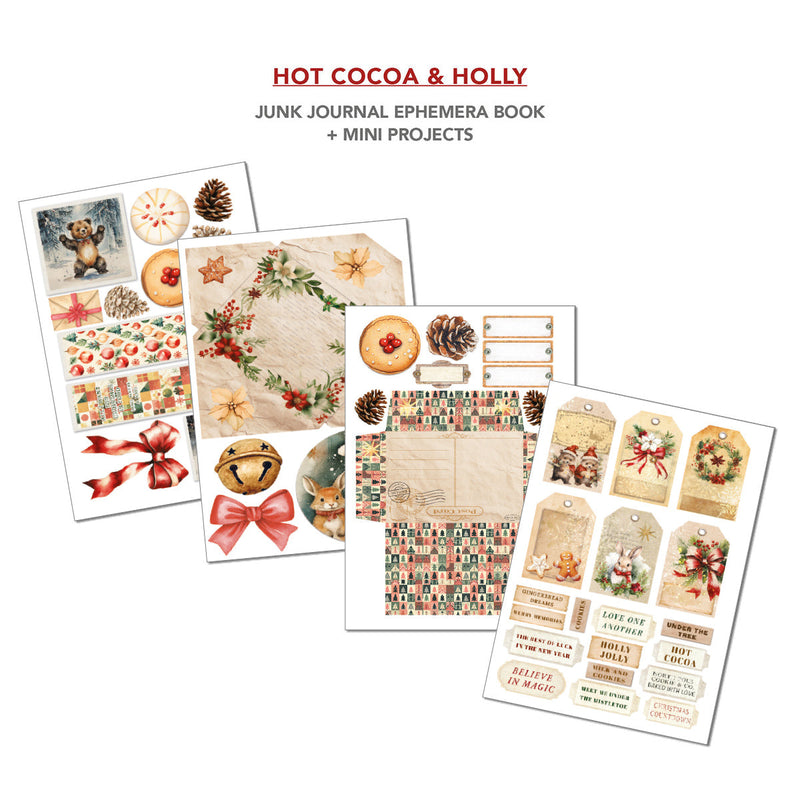 Hot Cocoa & Holly Junk Journal Ephemera Book A4 32/Pkg-6