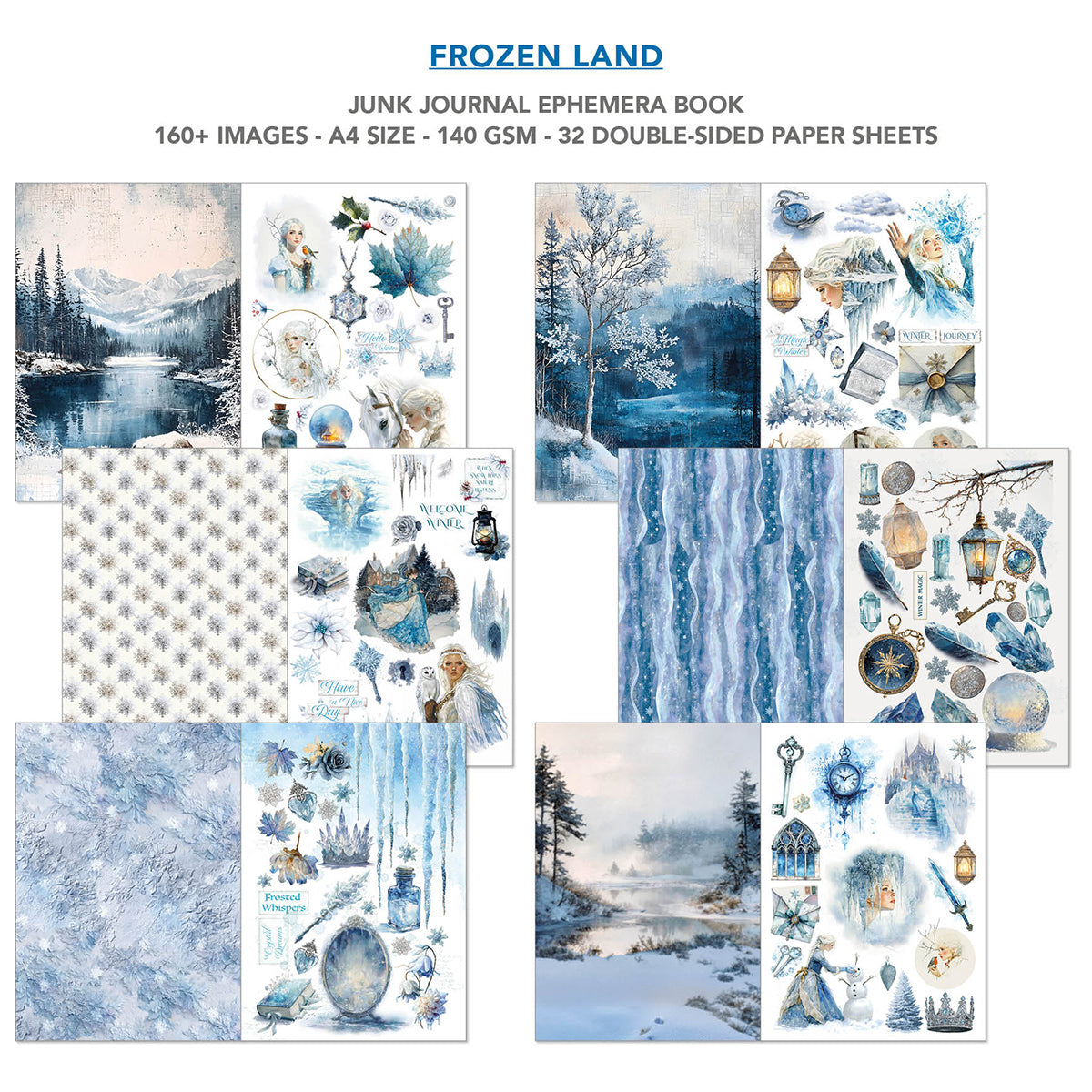 Frozen Land Junk Journal Ephemera Book A4 32/Pkg-2