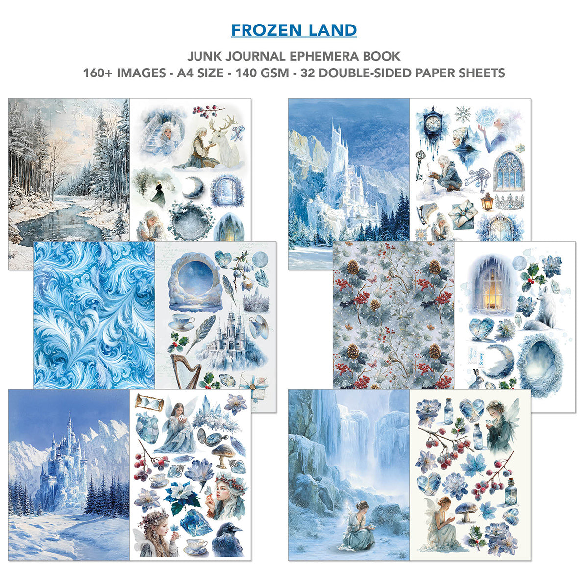 Frozen Land Junk Journal Ephemera Book A4 32/Pkg-3