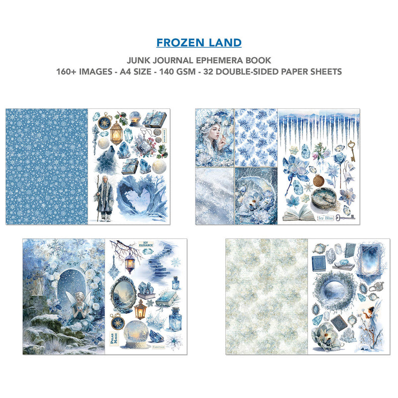Frozen Land Junk Journal Ephemera Book A4 32/Pkg-4