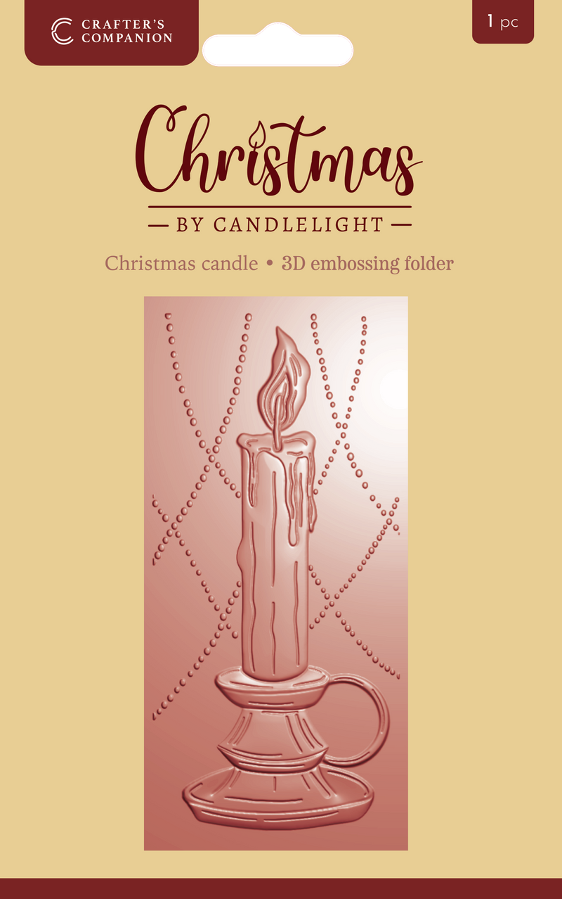 Christmas by Candlelight 2.75” X 5.75” 3D Embossing Folder - Christmas Candle-1
