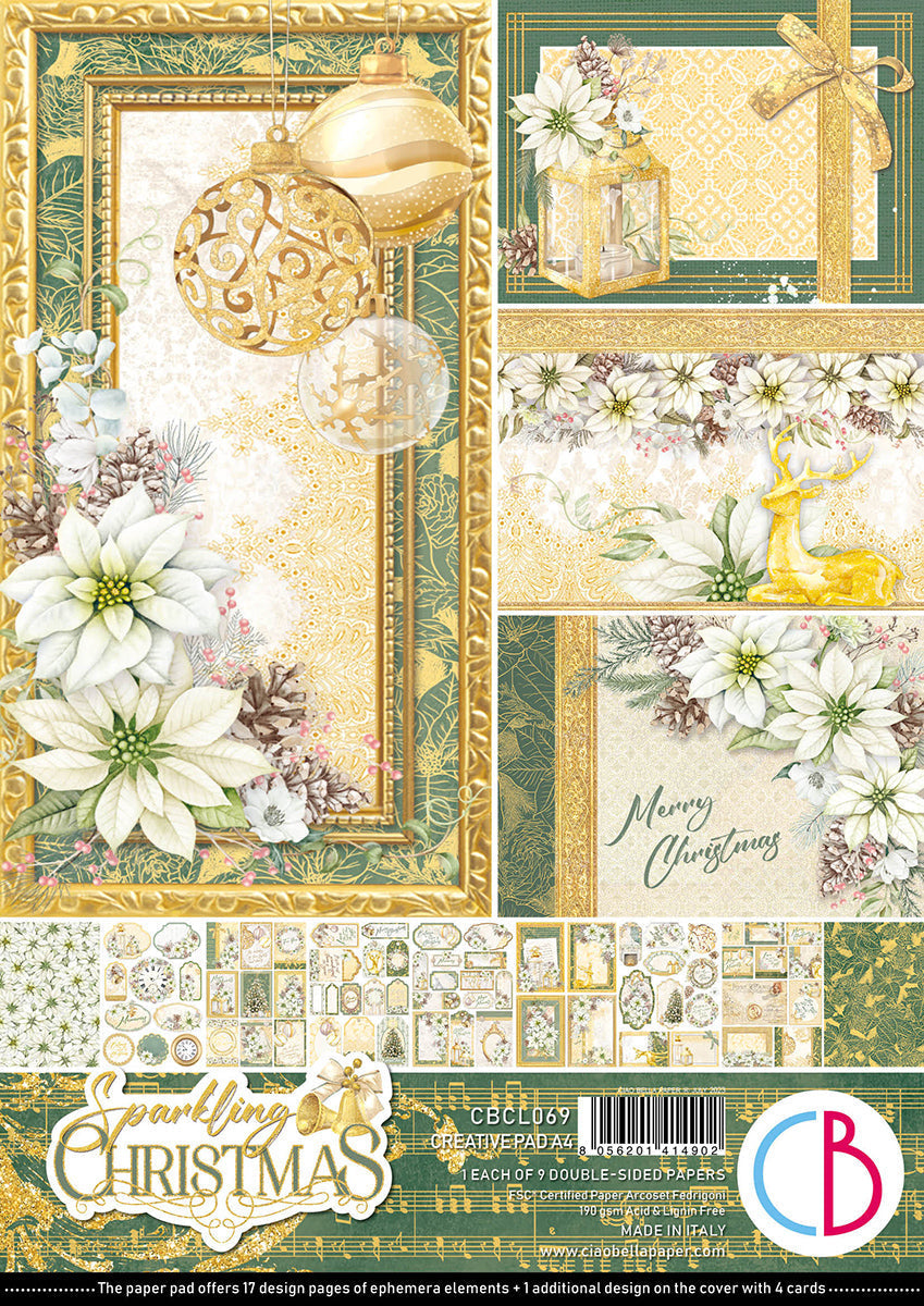 Ciao Bella Sparkling Christmas Creative Pad A4 9/Pkg-1
