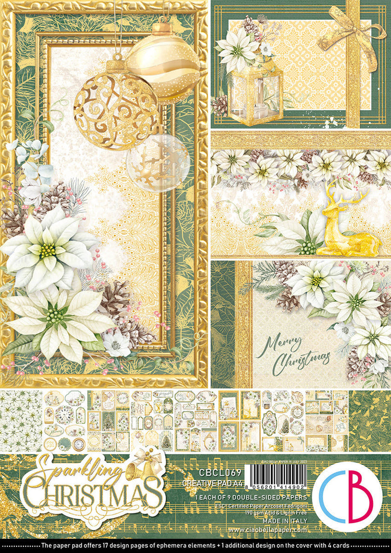 Ciao Bella Sparkling Christmas Creative Pad A4 9/Pkg-1