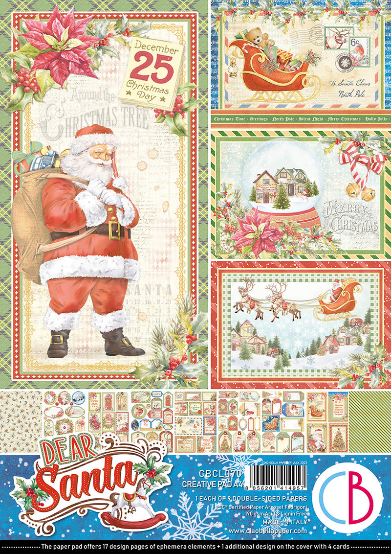 Ciao Bella Dear Santa Creative Pad A4 9/Pkg-1