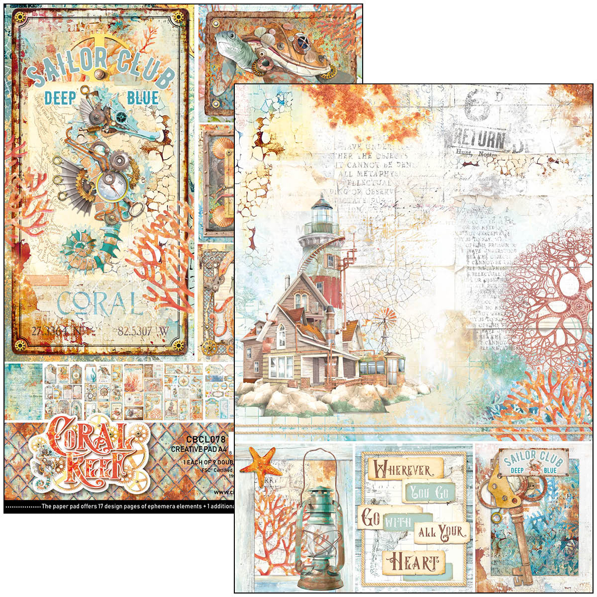 Coral Reef Creative Pad A4 9/Pkg-2