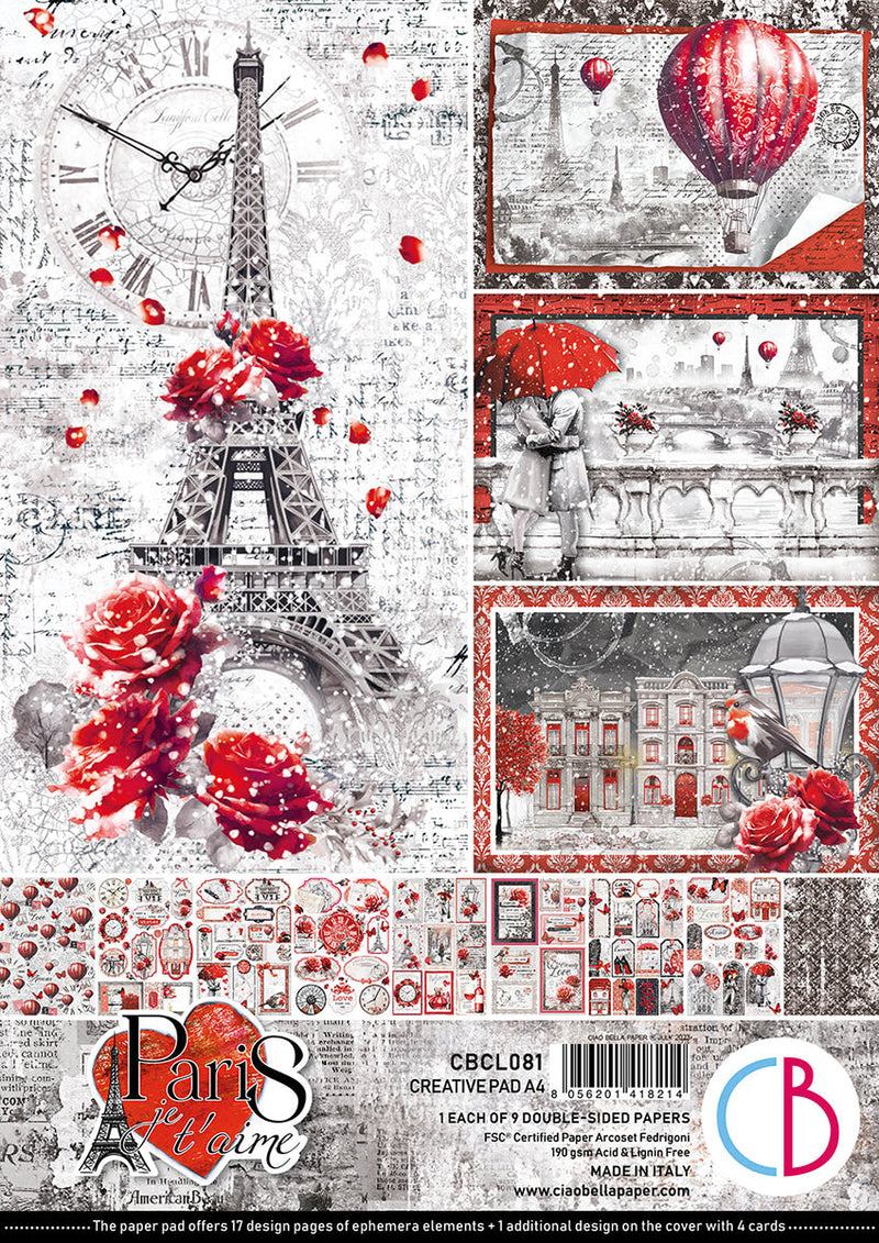 Paris Je t’aime Creative Pad A4 9/Pkg-1