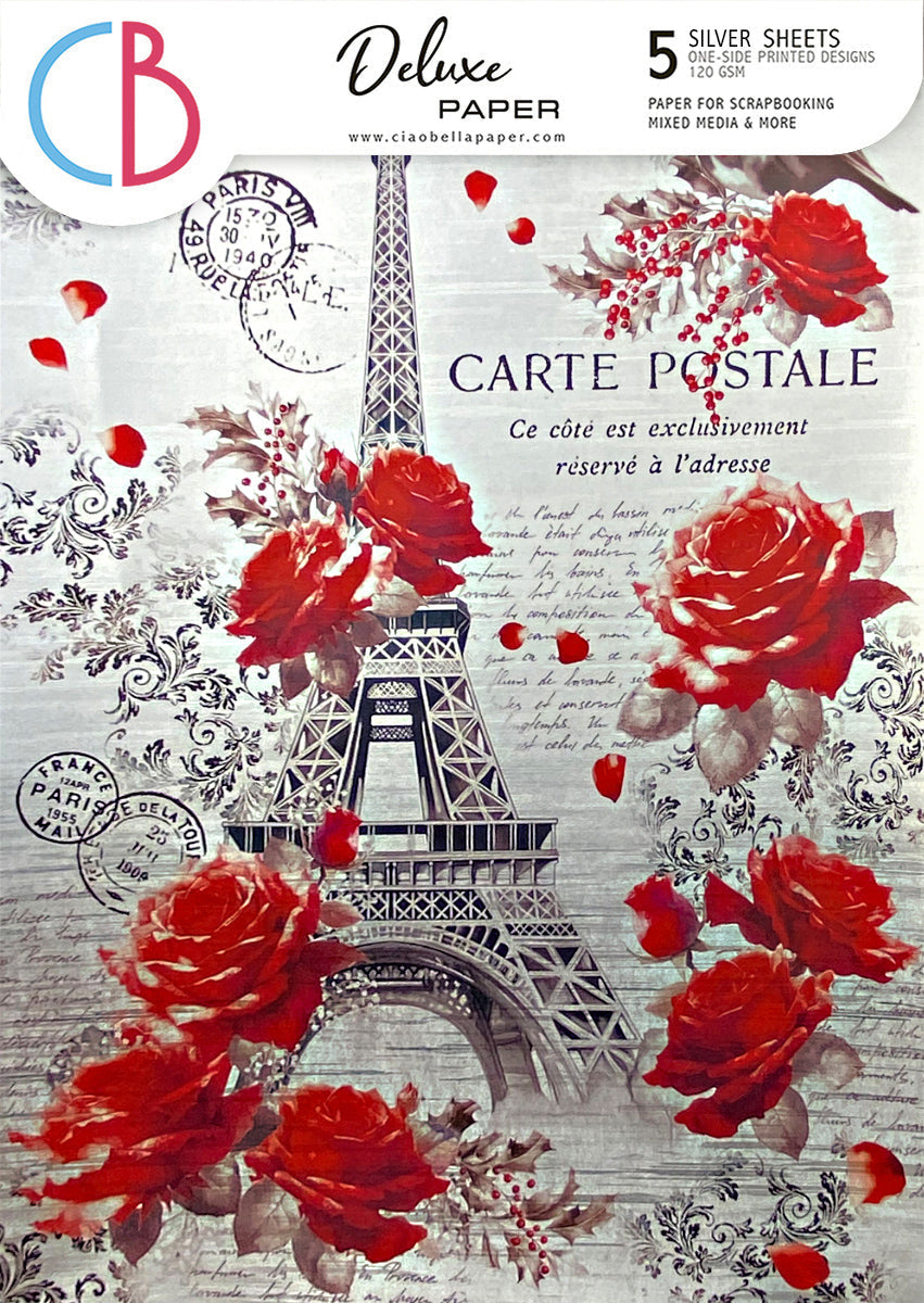 Deluxe Paris Je t’aime Papier Argent A4 5/Paquet