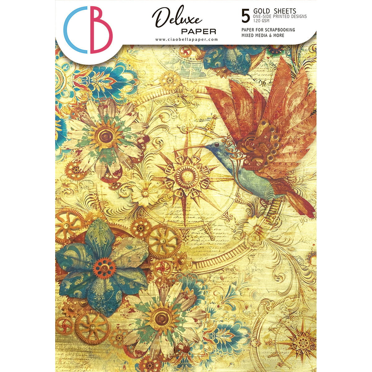 Deluxe Esprit de Voyage Paper Gold  A4 5/Pkg-1