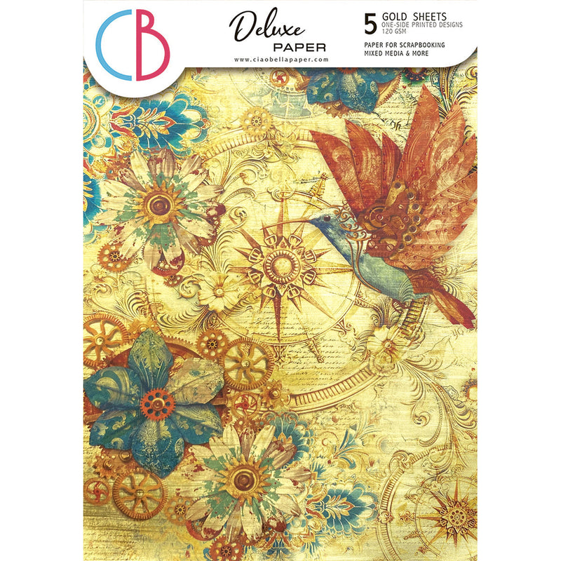 Deluxe Esprit de Voyage Paper Gold  A4 5/Pkg-1