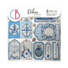 Deluxe Elegance of Blue Paper Silver 6"x6" 5/Pkg-1