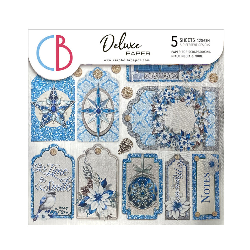 Deluxe Elegance of Blue Paper Silver 6"x6" 5/Pkg-1
