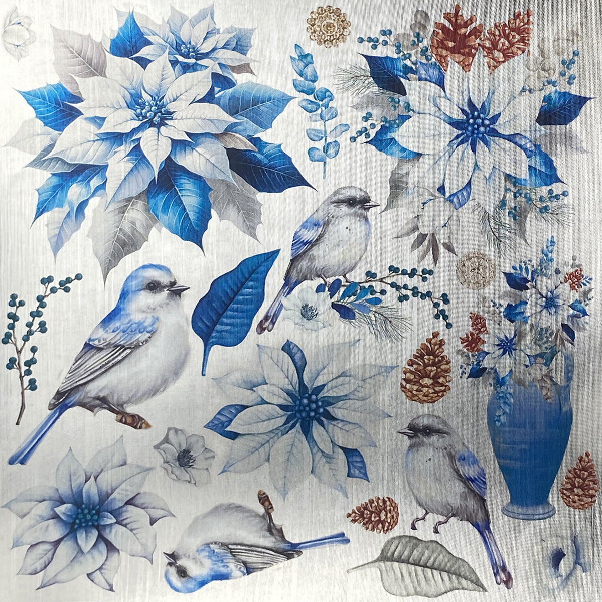Deluxe Elegance of Blue Paper Silver 6"x6" 5/Pkg-4