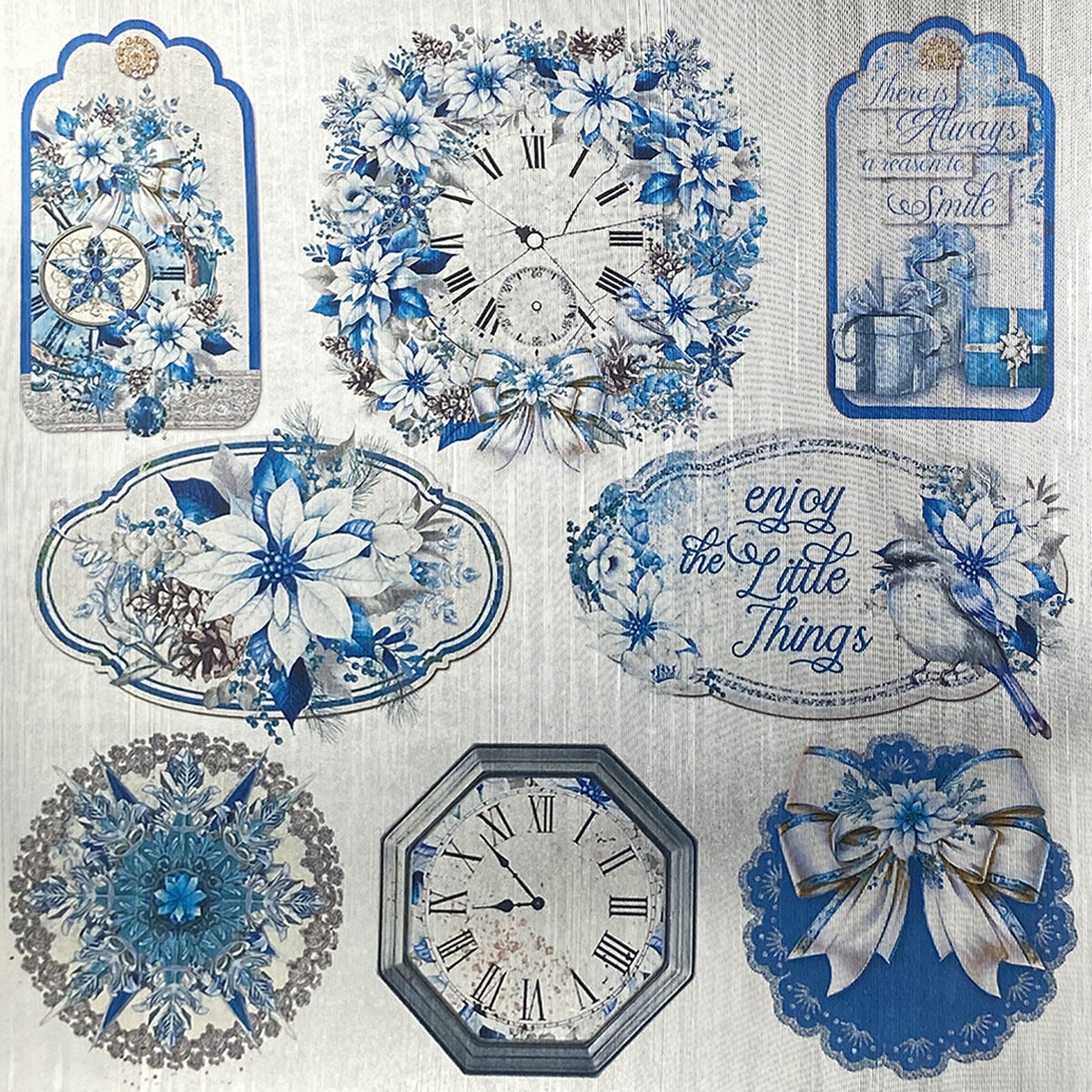 Deluxe Elegance of Blue Paper Silver 6"x6" 5/Pkg-6